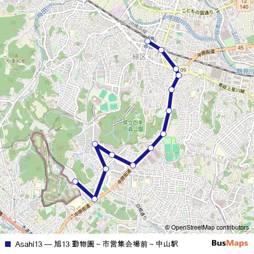 Asahi13 bus Line Map
