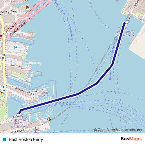 East Boston Ferry ferry Line Map