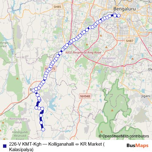 226-V KMT-Kgh bus Line Map