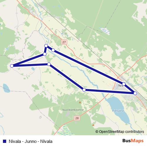 Nivala - Junno - Nivala bus Line Map