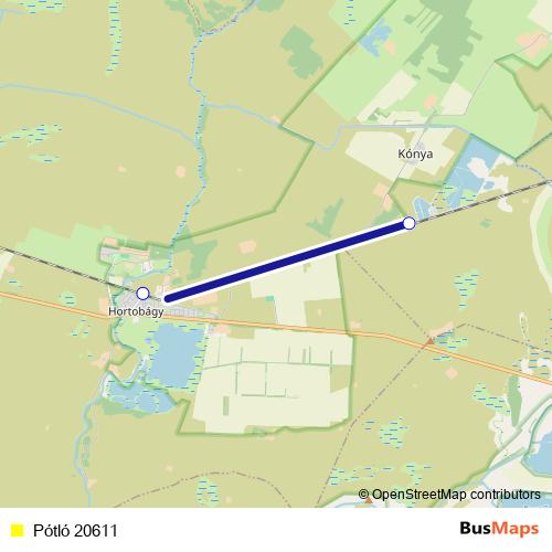 Pótló 20611 bus Line Map
