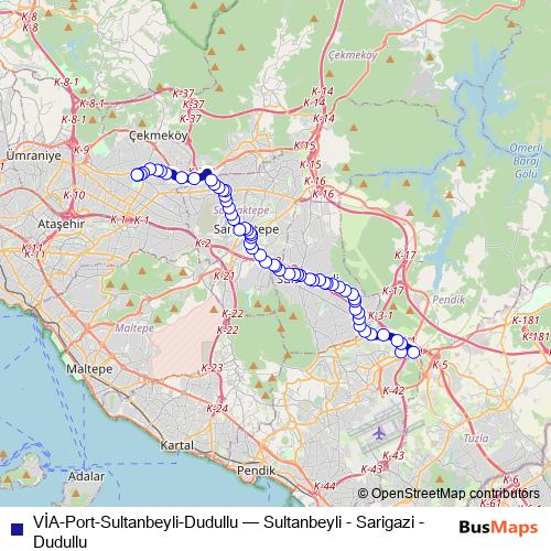 VİA-Port-Sultanbeyli-Dudullu bus Line Map