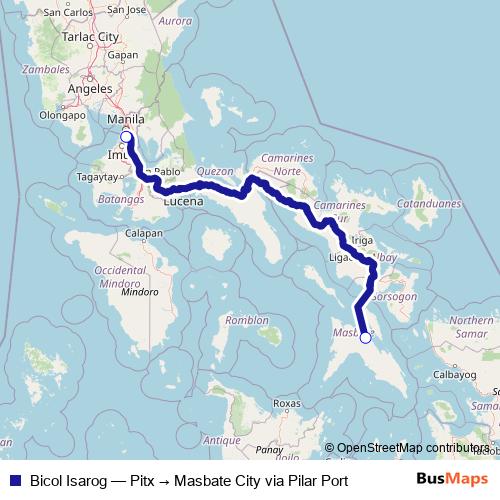 Bicol Isarog bus Line Map
