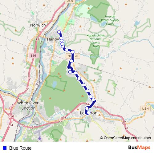 Blue Route bus Line Map