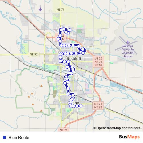 Blue Route bus Line Map