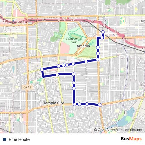 Blue Route bus Line Map
