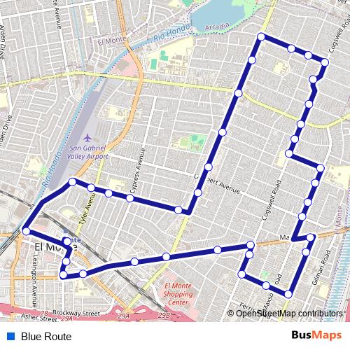 Blue Route bus Line Map