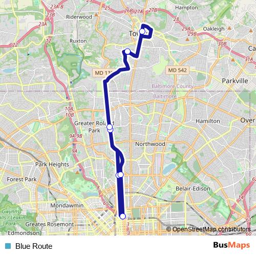 Blue Route bus Line Map