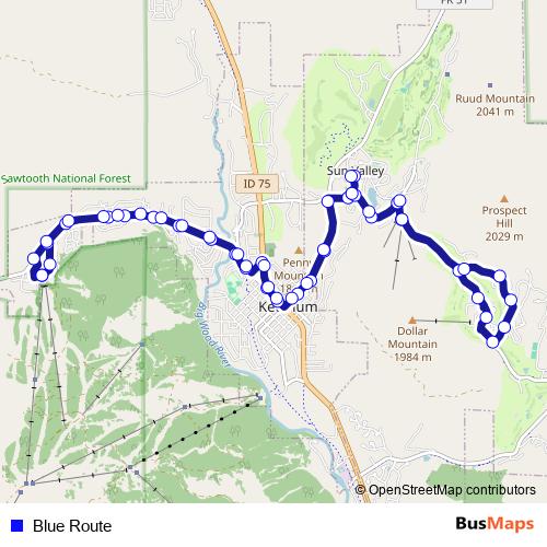 Blue Route bus Line Map