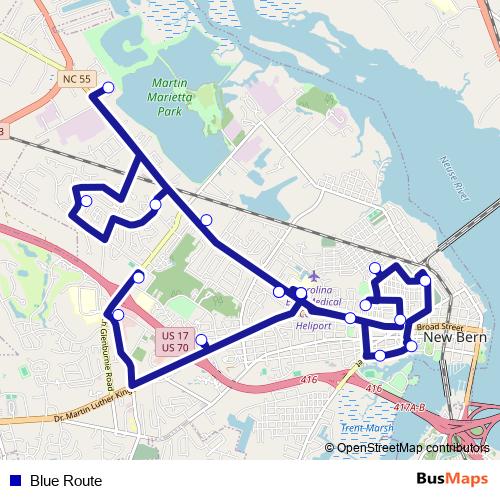 Blue Route bus Line Map