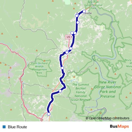 Blue Route bus Line Map