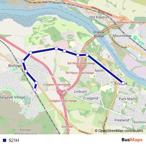 521H bus Line Map
