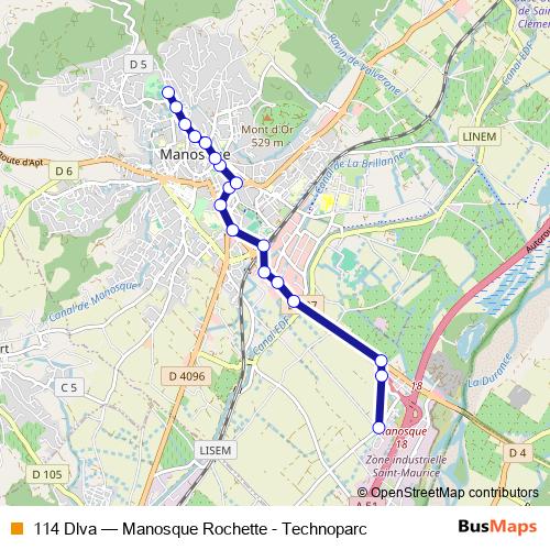 114 Dlva bus Line Map