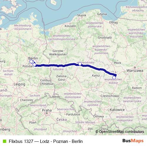 Flixbus 1327 bus Line Map