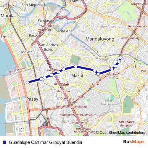 Guadalupe Cartimar Gilpuyat Buendia bus Line Map