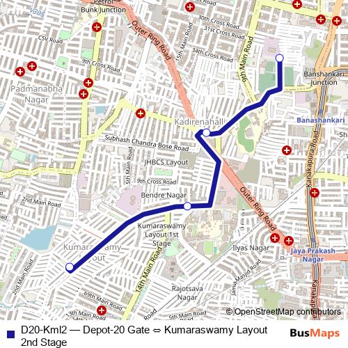 D20-Kml2 bus Line Map