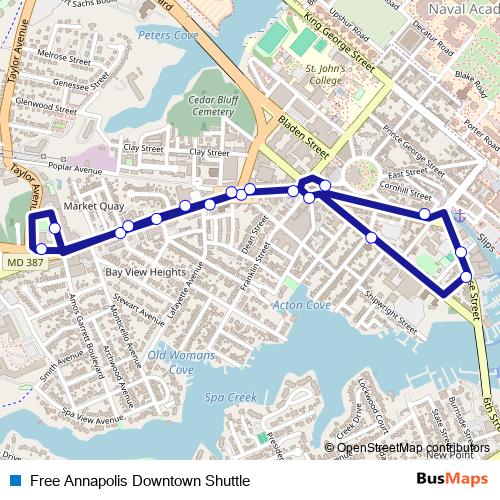 Free Annapolis Downtown Shuttle bus Line Map