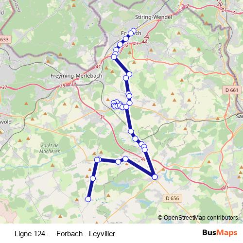 Ligne 124 bus Line Map