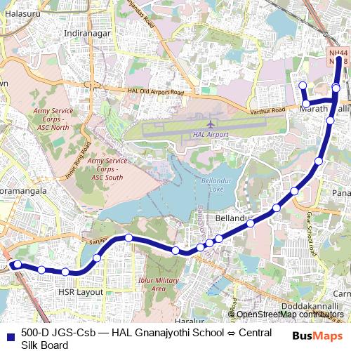 500-D JGS-Csb bus Line Map