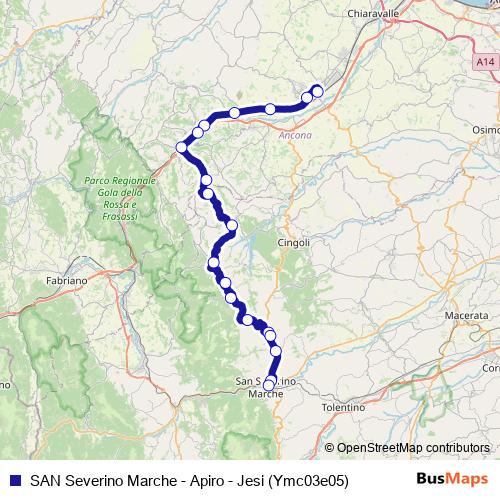 SAN Severino Marche - Apiro - Jesi (Ymc03e05) bus Line Map