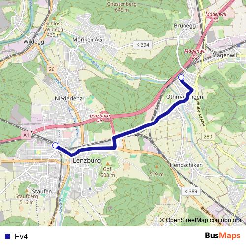 Ev4 bus Line Map