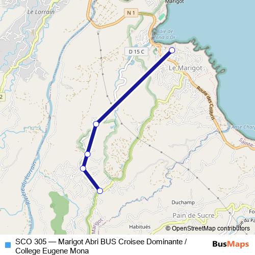 SCO 305 bus Line Map