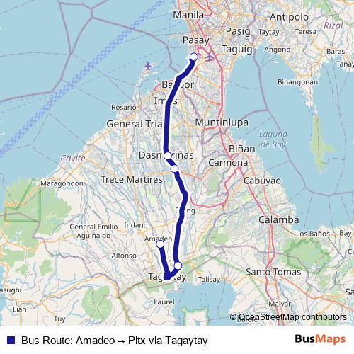 Bus Route: Amadeo → Pitx via Tagaytay bus Line Map