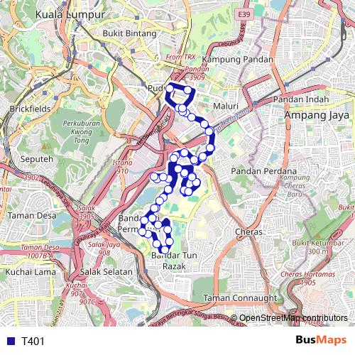 T401 bus Line Map