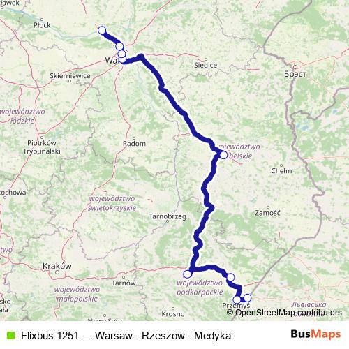 Flixbus 1251 bus Line Map