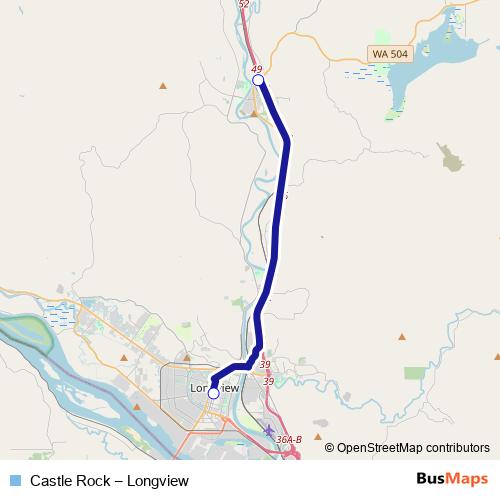 Castle Rock – Longview bus Line Map