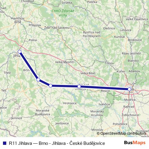 R11 Jihlava rail Line Map