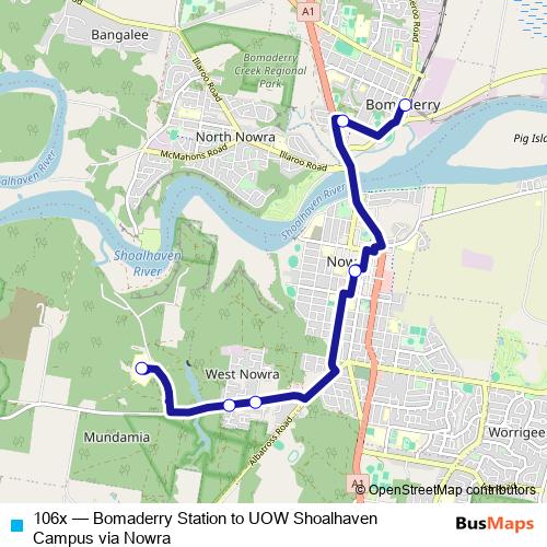 106x bus Line Map