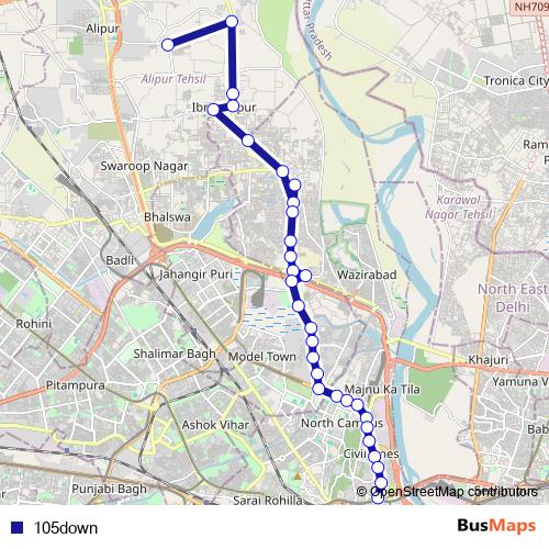 105down bus Line Map