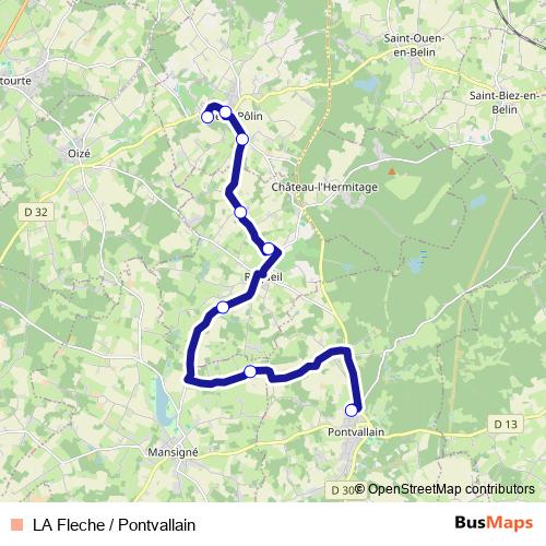 LA Fleche / Pontvallain bus Line Map