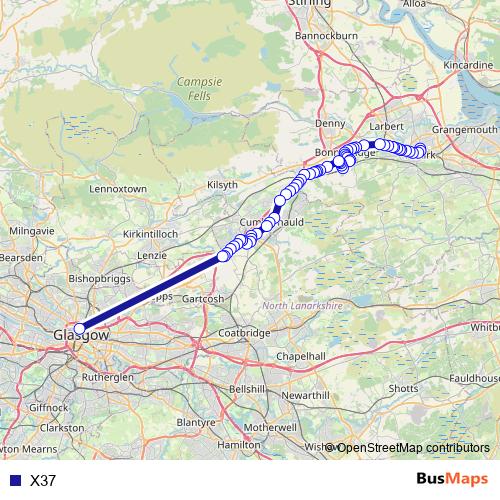 X37 bus Line Map