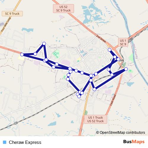 Cheraw Express bus Line Map
