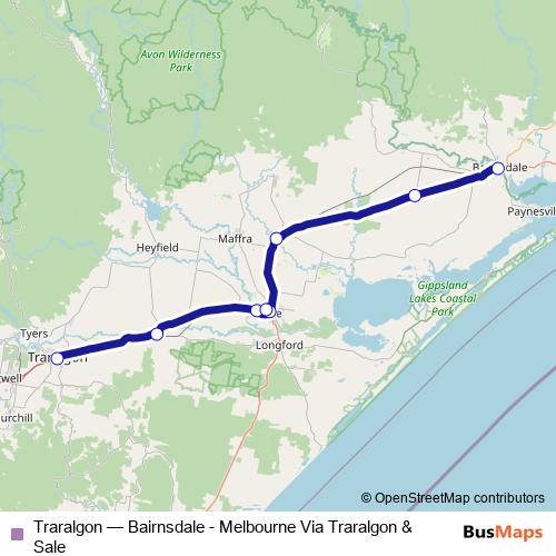 Traralgon bus Line Map