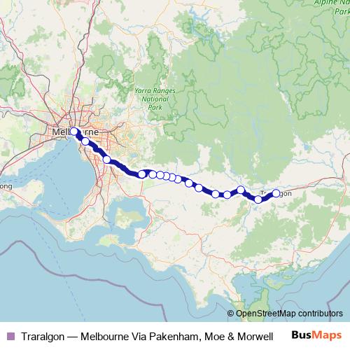 Traralgon bus Line Map