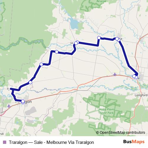 Traralgon bus Line Map