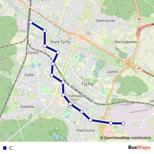 C trolleybus Line Map