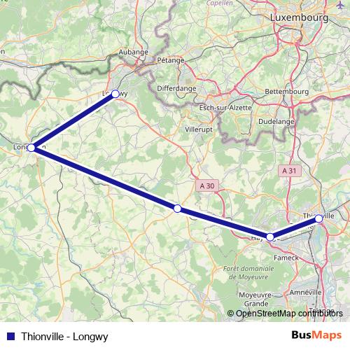 Thionville - Longwy bus Line Map