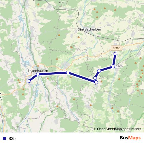 835 bus Line Map