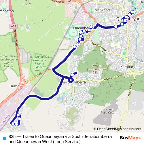835 bus Line Map
