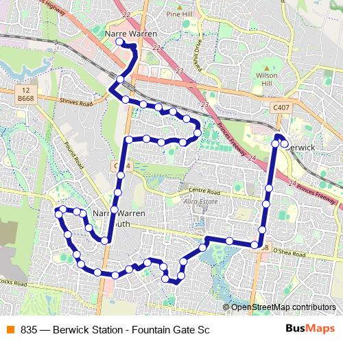 835 bus Line Map