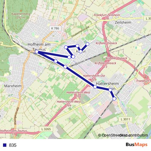 835 bus Line Map