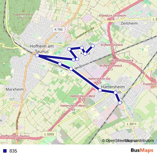 835 bus Line Map