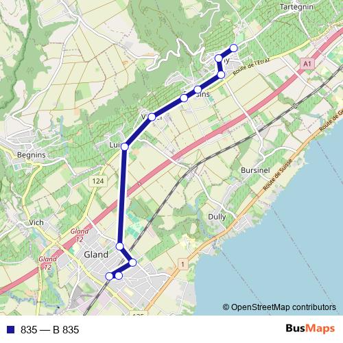 835 bus Line Map