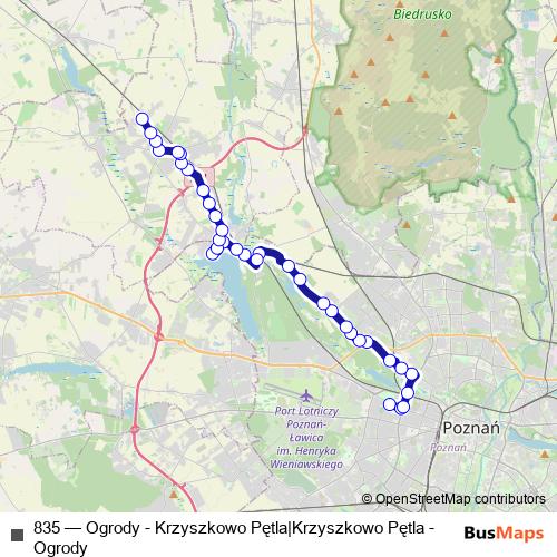 835 bus Line Map