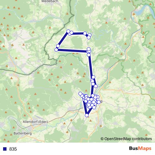 835 bus Line Map