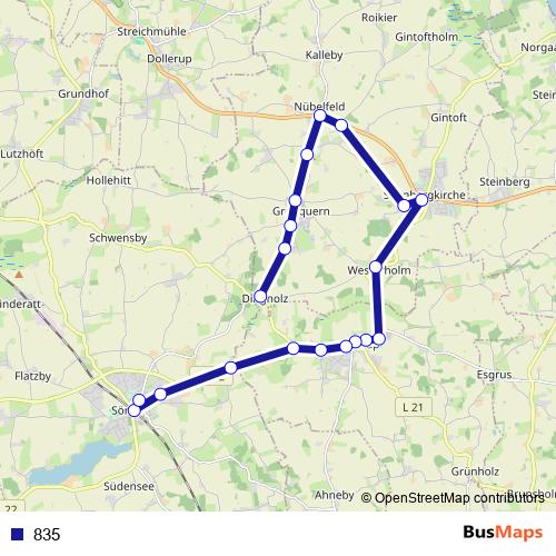 835 bus Line Map